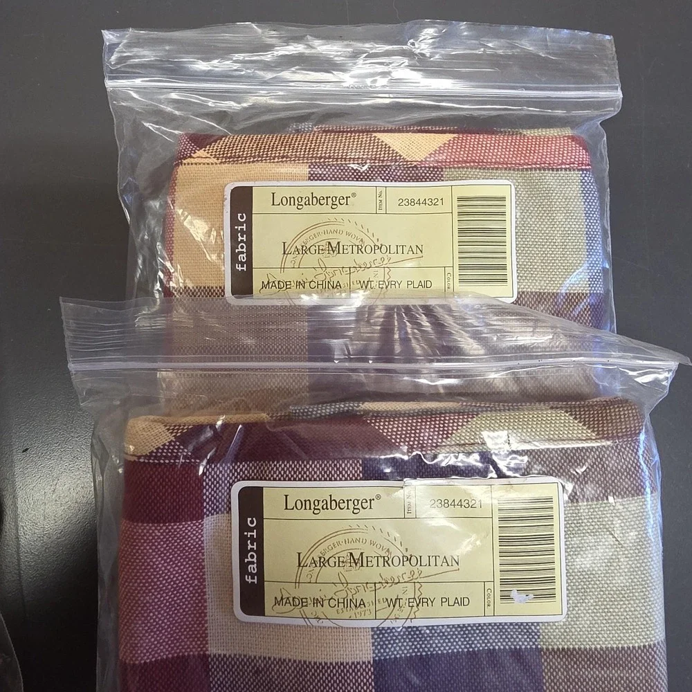 Longaberger Large Metropolitan Basket Liner‎ WT EVRY Plaid Fabric Multicolor